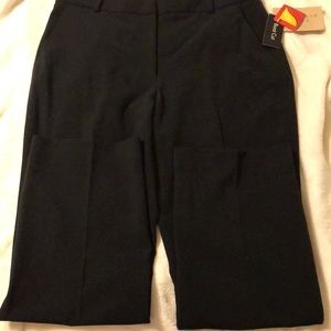 Women’s black boot cut pants.
